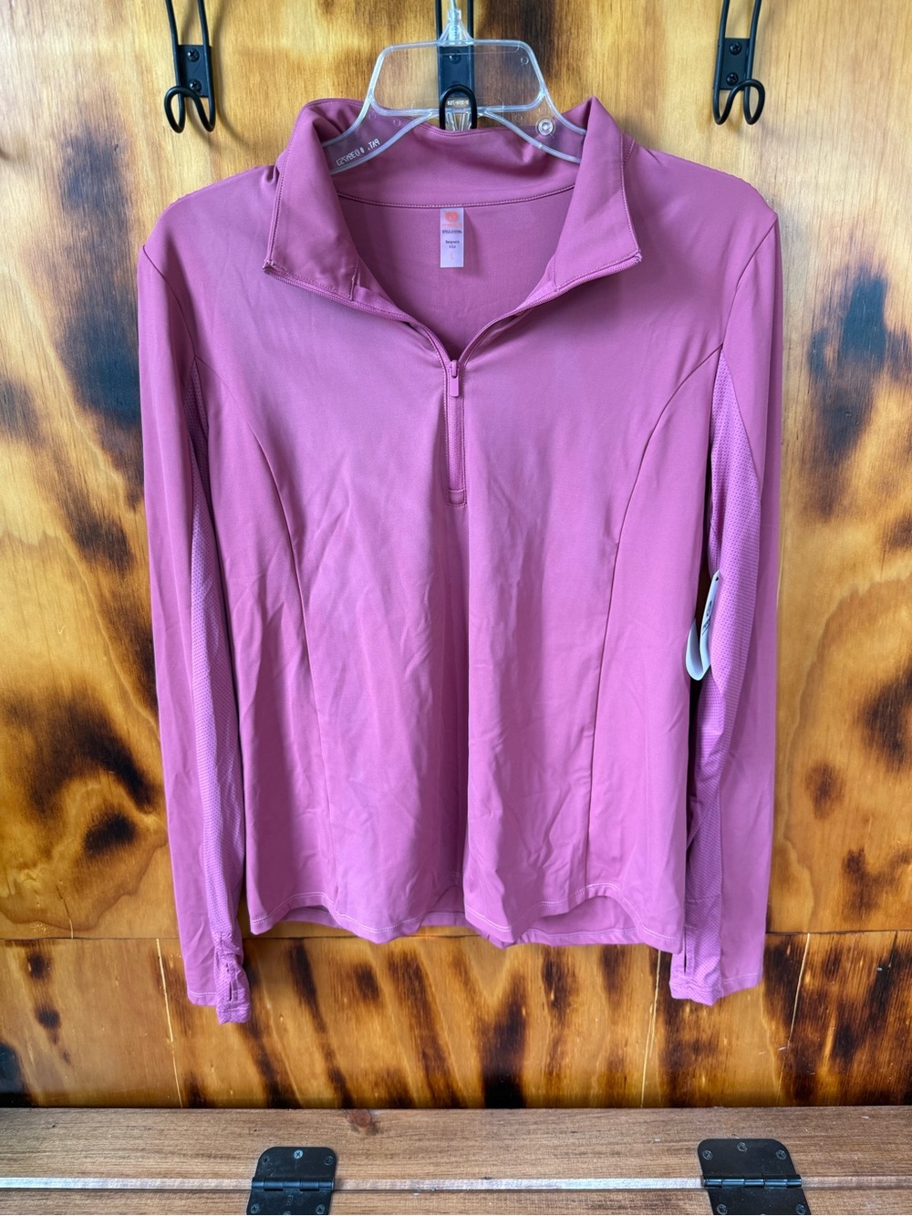 Mono B Dusty Rose Long Sleeve Quarter-Zip Performance Top